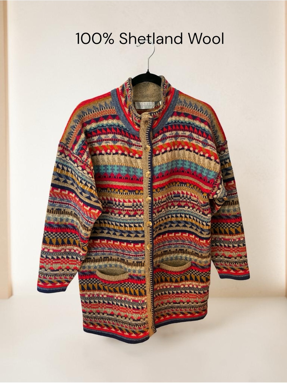 100% Shetland Wool Multicolor Knit Jacket
